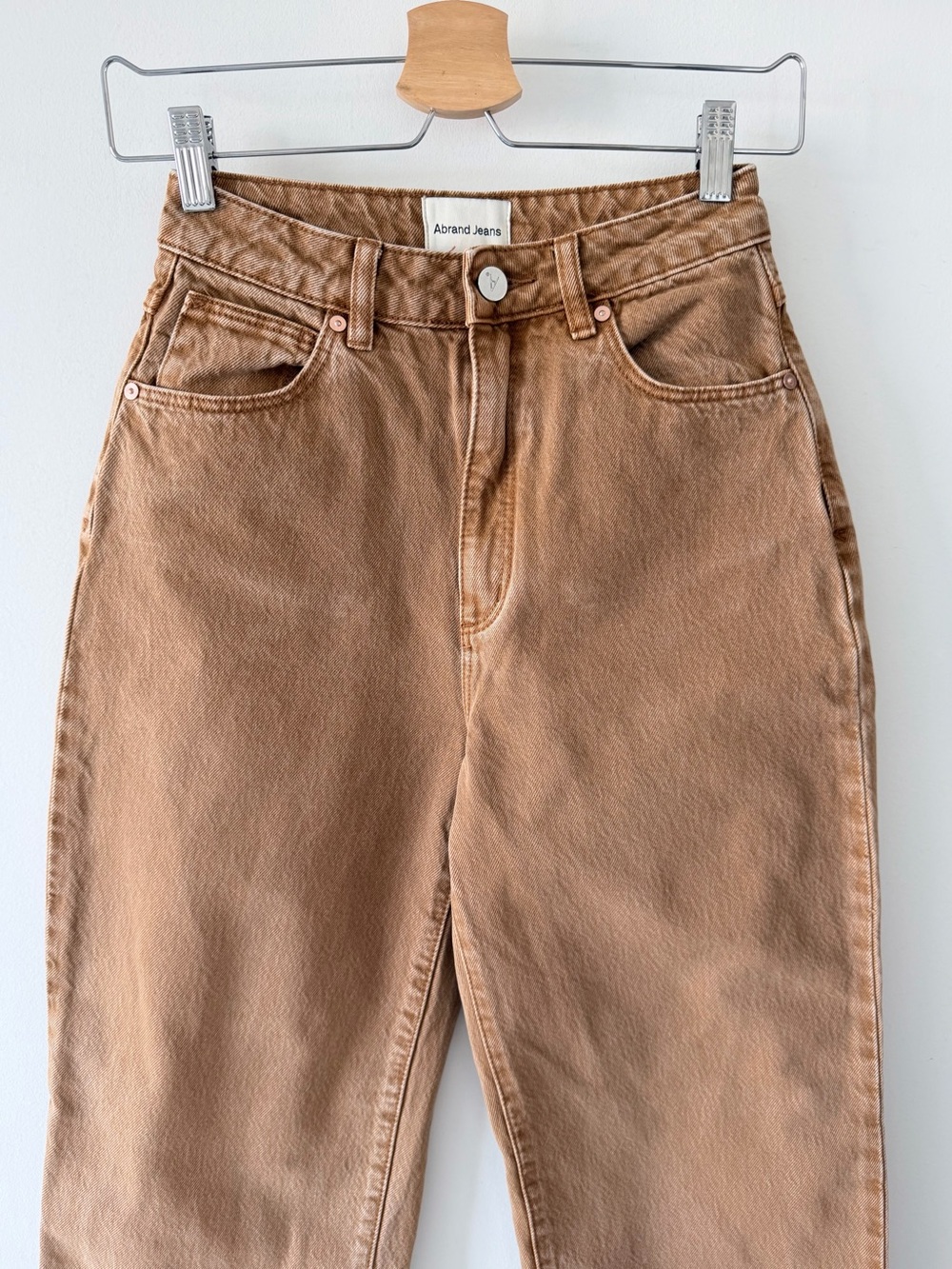 ABRAND A Carrie Camel Brown Wide Leg Jeans High Rise Cotton Denim US 24 Y2K - Picture 5 of 16